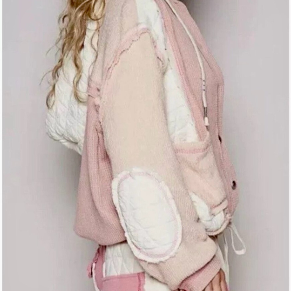 💕POL Mixed Fabric Quilted Button Jacket💕 - Picture 6 of 7